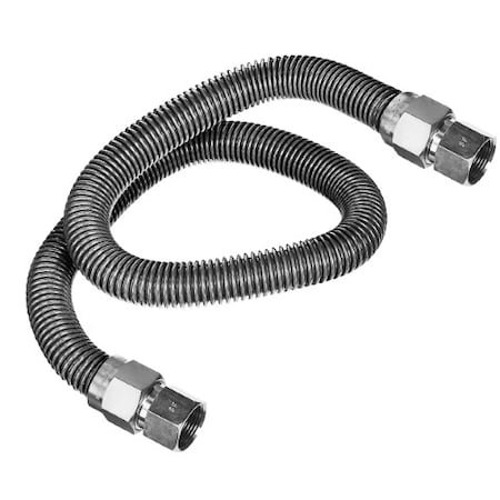 Flextron Gas Line Hose 3/8'' O.D. x 60'' Length with 1/2" FIP Fittings, Stainless Steel Flexible Connector FTGC-SS14-60B